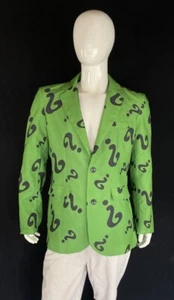 DC The Riddler Batman Foe Green Question Mark Suit Coat Jacket Size L (XL Slim) - Picture 1 of 5