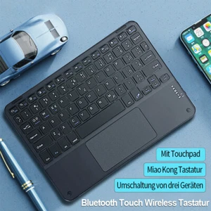 Touchpad Tastatur Wireless Kabellos Keyboard Bluetooth Computer Layout Deutsch - Bild 1 von 18