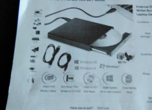 EXTERNAL DVD COMBO CD-RW-CD+RW WRITER BURNER DRIVE DVD ROM FOR PC LAPTOP DELL HP - Picture 1 of 2