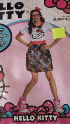 Disfraz de Vestido Hello Kitty Niñas Talla XL 14-16 con Oreja y Gafas de Gatito Foto 1 de 4