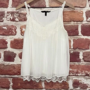 White House Black Market Swing Tank Womens XS Petite Chic Floral Lace Top - Picture 1 of 8