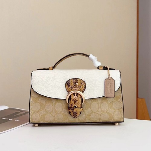 Coach Cleo manico superiore bloccato firma tela oro cachi chiaro gesso uscita nuovo