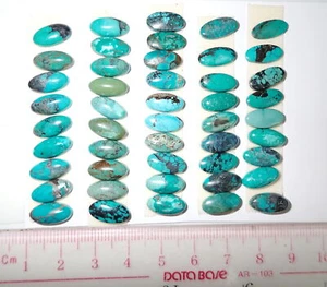 Turquoise Stone Oval 12x6 mm Flat Cabochon 80 Carat 47 pieces 16 gram - Picture 1 of 4