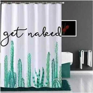 Watercolor Cactus Shower Curtain - 72 x 79" - Waterproof includes 12 Hooks - Picture 1 of 2
