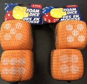 2 Big Foam Playing Dice 2" Cube Birthday Party Games Play Orange - Picture 1 of 2