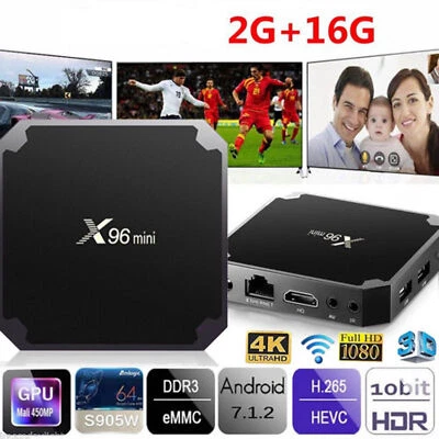 X96 TV Box Android 7.1.2 S905W Quad-Core WiFi HD 2GB+16GB 4K Mediaplayer - Bild 1 von 4