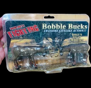 Vintage Bobble Bucks heads Deer Bucks Fighting Truck Dash Lifelike New In Box - Picture 1 of 17