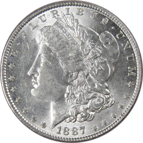 1887 Morgan Dollar AU About Uncirculated 90% Silver $1 US Coin Collectible Cover