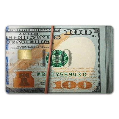 KCD 3 Pack Money Clip Credit Card Skin 100 Dollar Debit Sticker Decal Cover Wrap