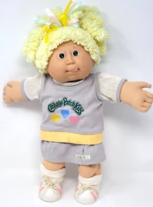 Cabbage Patch Kid Girl 1986 rubio palomitas de maíz cabello ojos verdes lengua hacia fuera HM # 11! - Imagen 1 de 21