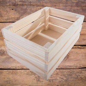 Natural Wood Solid Crate Display Presentation Small Hamper Display Decor Box - Picture 1 of 31