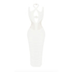YG COLLECTION WOMEN'S FREYA MESH HALTER DRESS WHITE SIZE XS #63B