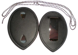 Police Clip Leather Badge holder and Chain Fits Security & Concealed Weapons M2 - Picture 1 of 1