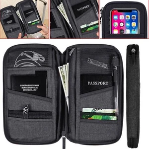 Travel Wallet Passport Documents Holder RFID Organiser ID Cards Pouch Zip Bag UK - Picture 1 of 9