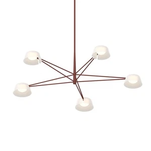 Sonneman 2035.73 Ray 45"W LED Round Chandelier - Oxide Red / Opal White - Picture 1 of 5