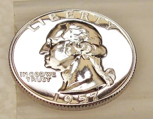1957  Gem Proof Quarter 90% SILVER EYE CANDY Blazing Mirrored Surfaces #1015 - Picture 1 of 2