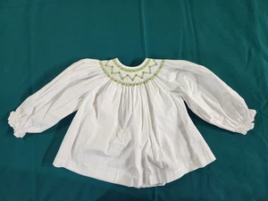 Vive La Fete Smocked White Christmas Top Girl's Size 4, Rags Land Embroidered - Picture 1 of 11