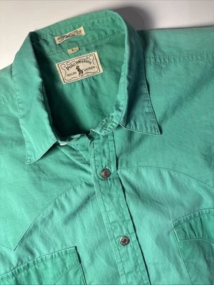 Ralph Lauren RARE “POLO WESTERN” Label, GREEN, SNAP BUTTON SHIRT, Size large - Image 1 of 4