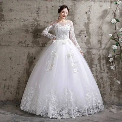 Luxury Wedding Dress Long Sleeve Ball Lace Bridal Gown Vestido Noiva Robe Mariee - Image 1 of 4