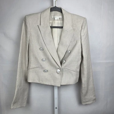  Blazer Veronica Barba Recortado Nevis Cuadros Lino Chaqueta en Avena-Talla 6 Foto 1 de 4