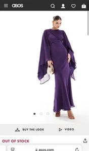 ASOS DESIGN exaggerated sleeve wrap bias maxi dress in crinkle chiffon in purple - Picture 1 of 2