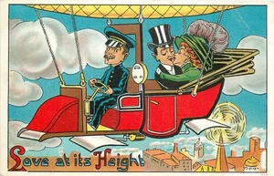1911 Romantic comic humor Early Aviation airships artist Postcard 25-6410 - Imagen 1 de 2
