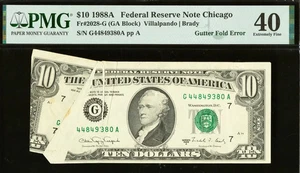 $10 1988-A FRN MULTIPLE GUTTER FOLD ERRORS Pop Out Book PMG EF 40 - Picture 1 of 2
