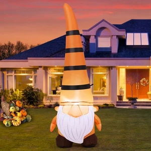 COMIN 5FT Thanksgiving Inflatables Gnome Blow Up Ourdoor Yard Decoration Built-i - Picture 1 of 7