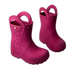 Crocs Rosa Handle It Bota de Lluvia Niño Pequeño Talla C7 12803 Impermeable Ligera - Imagen 1 de 8