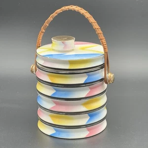 Vintage Art Deco Biscuit Barrel Jar  w/Handle Japan 1930’s READ - Picture 1 of 24