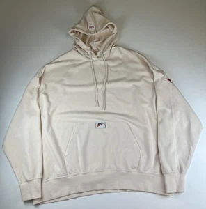 Nike Hoodie Herren Large Creme Big Swoosh Back Pullover Kängurutasche Beige - Bild 1 von 10