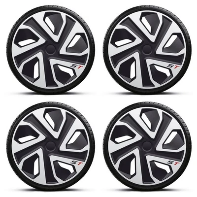 Wheel Trims 16" Black Silver ST Hub Caps Covers x4 Fits CITROEN DISPATCH - Image 1 of 4