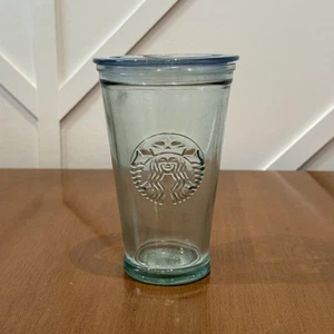 Starbucks 16 oz RECYCLED GLASS Cold Cup Tumbler Made in Spain RAR mit Deckel - Bild 1 von 6