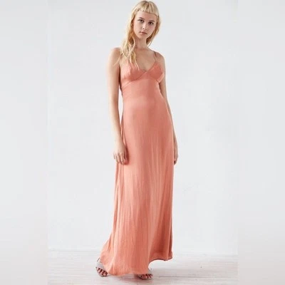Silence + Noise Urban Outfitters Yara maxi slip dress NWOT size 2 orange Pastel - Image 1 of 4