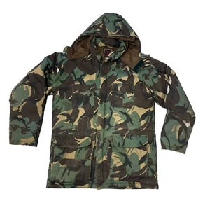 VTG Brian Gregory Alaska D&L Products Down Zip Jacket CAMO Mens L Hooded Outdoor - Picture 1 of 7