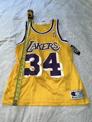 CAMISETA NBA RARA VINTAGE CHAMPIONS LA LA LAKERS Shaquille O'Neal tamanho 40 caixa pequena c - Imagem 1 de 4