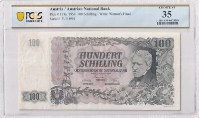 1954, Austria. Certified 100 Schilling Bank Note (P-133a) PCGS Choice VF 35! - Image 1 of 2