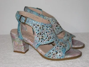 New Women's L'Artiste Giti Sky Blue Multi Slingback Heeled Sandals 40M US 9 - Picture 1 of 9