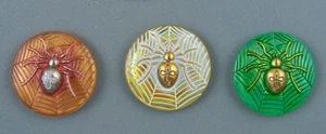 COLORFUL CZECH GLASS BUTTON - COLORFUL SPIDERS - SET OF 3 - Picture 1 of 4