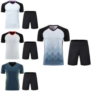 Men's Soccer Referee Uniform Athletic Tracksuit T-shirts Top with Shorts Outfit  - Picture 1 of 31