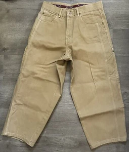 Pelle Pelle X Marc Buchanan Logo Embroidery Wide Painter Pants Khaki Size 33 - Picture 1 of 10