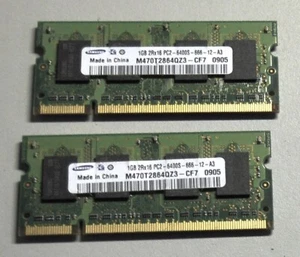 LAPTOP MEMORY 1GB SAMSUNG 2Rx16 PC-2 6400S MATCHING PAIR GOOD SCHOOL SURPLUS - Picture 1 of 1