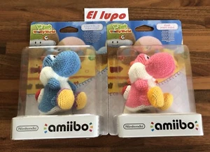 AMIIBO YOSHI LAINE WOOLY WORLD ROSE PINK +  BLEU BLUE NEUF NINTENDO WII U  - Imagen 1 de 2