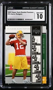 2005 Upper Deck UD Rookie Premiere Aaron Rodgers Rookie RC #16 CGC 10 - Picture 1 of 2