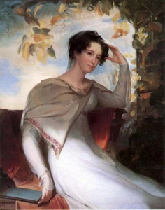 Oil painting young lady woman in landscape Elizabeth-Bordley-Thomas-Sully art - Picture 1 of 1