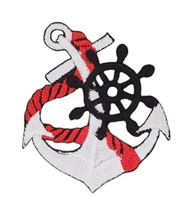 bf51★Ancla parche blanco planchar imagen para planchar parche rocío rueda navegación 4,4 x 5,2 cm - Imagen 1 de 7