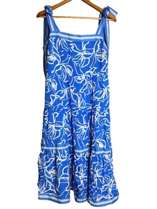 NWT Umgee Midi Sun Dress Size L Blue White Sleeveless Flowy Abstract Print - Picture 1 of 8