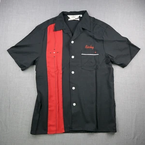 DaVinci California Shirt Medium Black Red Sleeper Rockabilly Retro Rayon Ricky - Picture 1 of 11