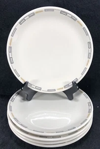 (5) Platos de cena de trigo llave griega Syracuse DeVille década de 1960 MCM 9,75" oro negro - Imagen 1 de 5