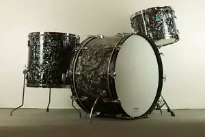1970s Ludwig 14x24 10x14 and 16x16 Black Diamond Pearl Drum Set - Picture 1 of 16
